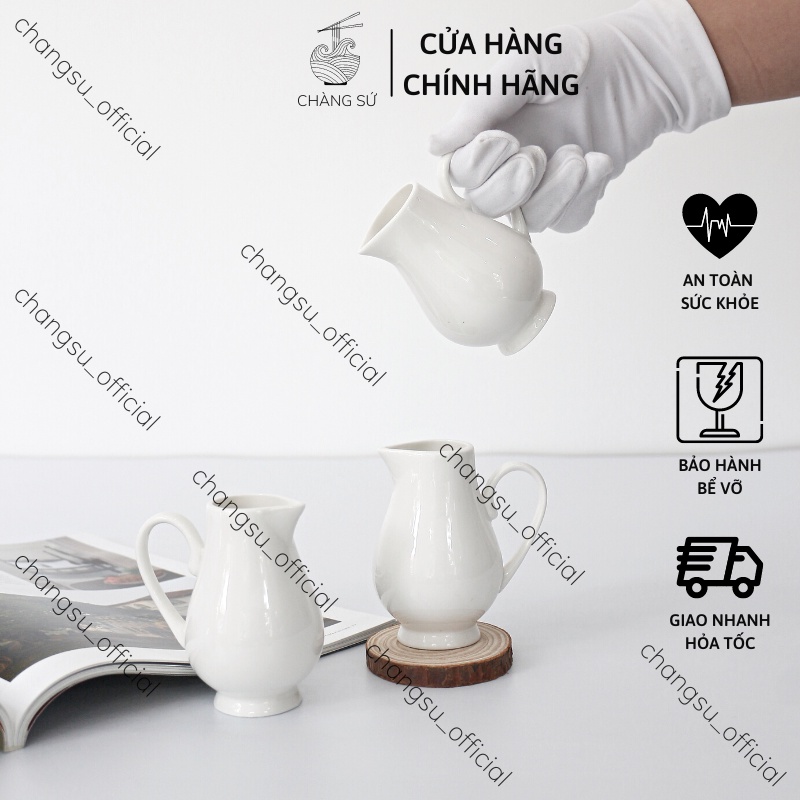 Bình rót sữa, mật ong, siro, tiệc trà sứ trắng Minh Châu - Vỡ 1 đổi 1 | BigBuy360 - bigbuy360.vn