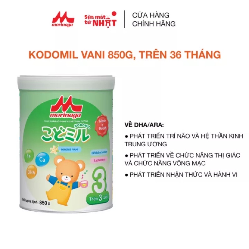 Lon sữa bột Nhật Bản Morinaga số 3 850g Chính hãng vani Tặng quà