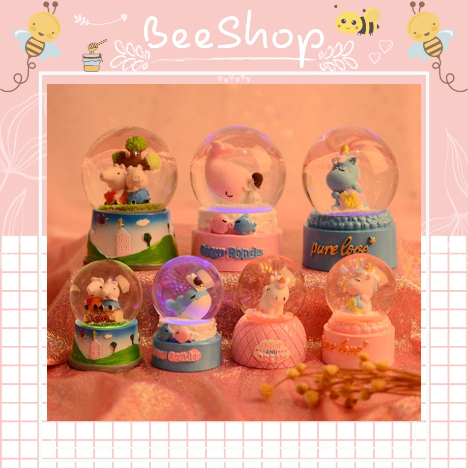 Quả Cầu Tuyết Có Đèn Phát Sáng Nhiều Hình Cute - Quà Lưu Niệm, Quà Tặng Sinh Nhật Ý Nghĩa