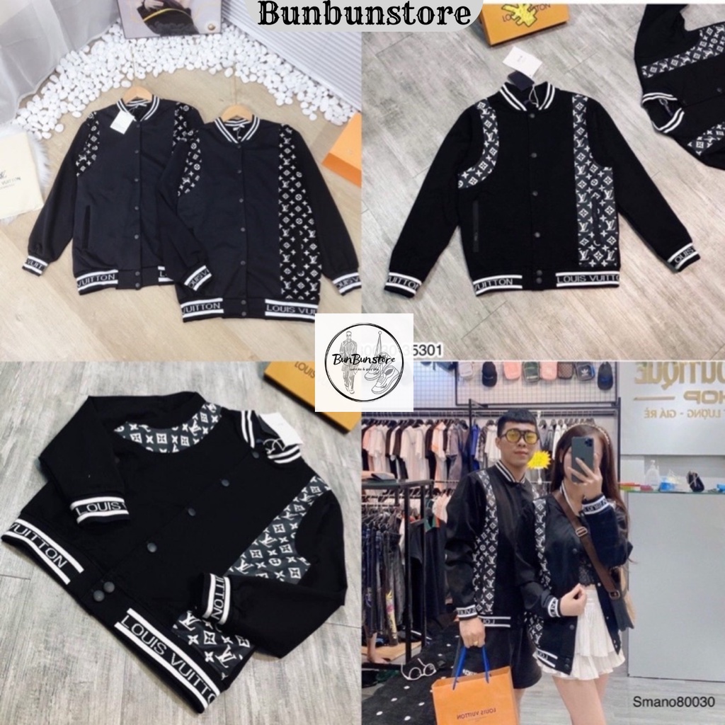 Áo Khoác LV Nam Nữ, Áo Khoác Bomber LV Phối Tay Da Hàng Loại 1