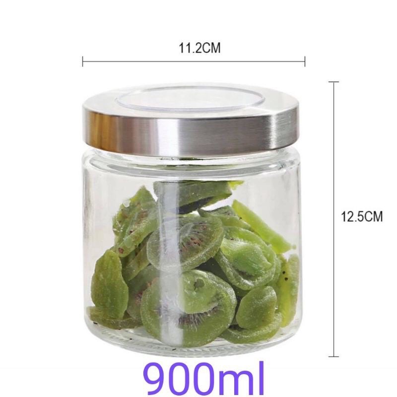 Hũ thủy tinh vuông nắp nhựa bọc INOX 950ml đựng gia vị, các loại hạt cao cấp