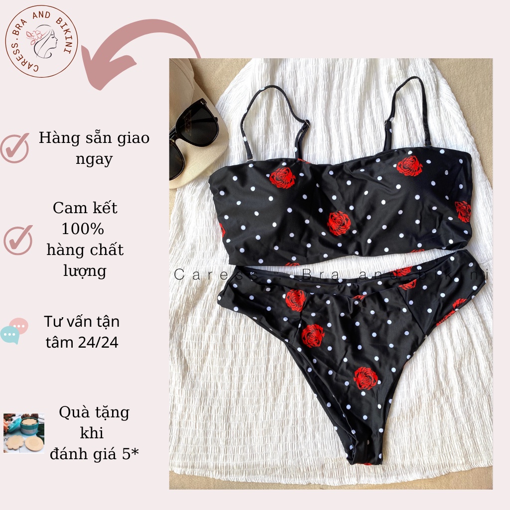 Bikini đồ bơi 2 mảnh họa tiết cổ điển áo quây mặc 2 kiểu hàng chính hãng Z.A.F.U.L