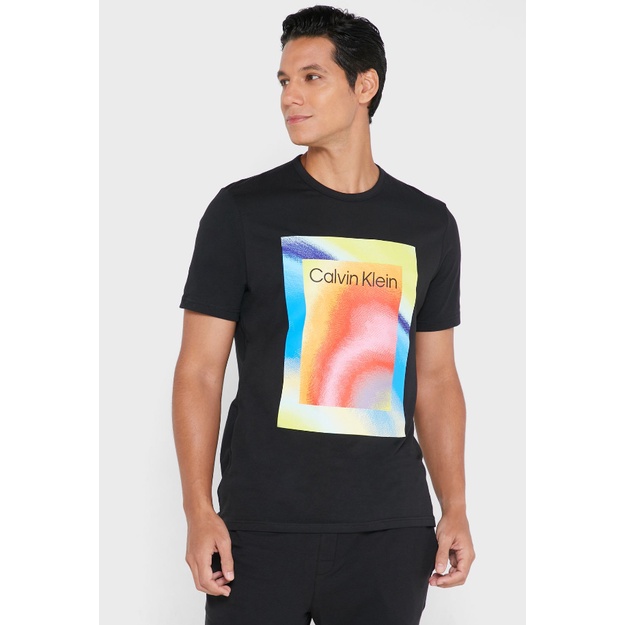 Calvin Klein Áo Thun Nam Trắng Cổ Tròn