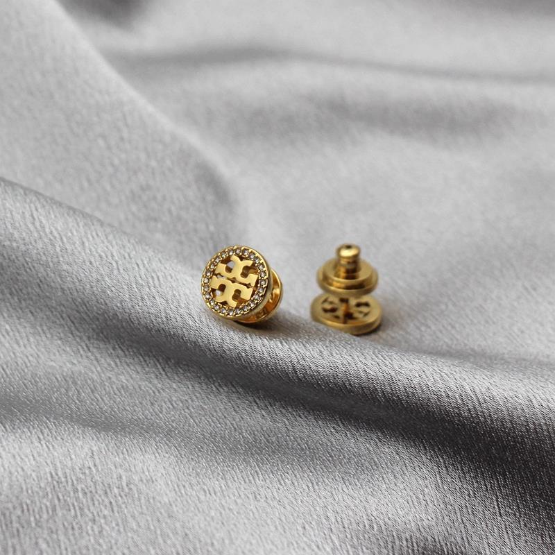 Bông Tai Mạ Vàng Hình Tròn Rỗng Đính Kim Cương Giả Đơn Giản Cho Nữ