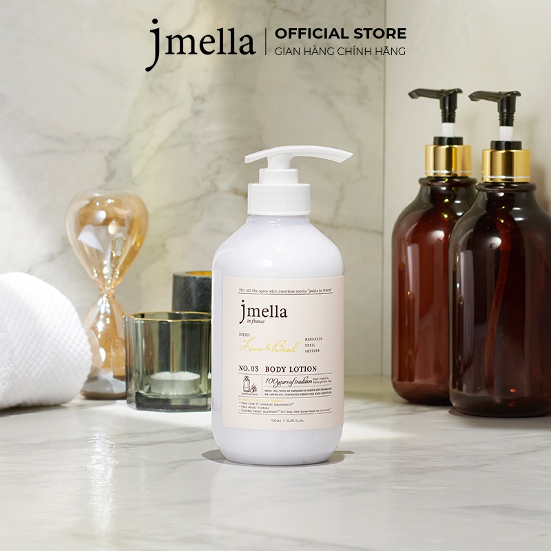 Sữa Dưỡng Thể Jmella In France Hương Nước Hoa No.3 Lime & Basil Body Lotion Chanh và Húng Quế Tươi Mát 500ml