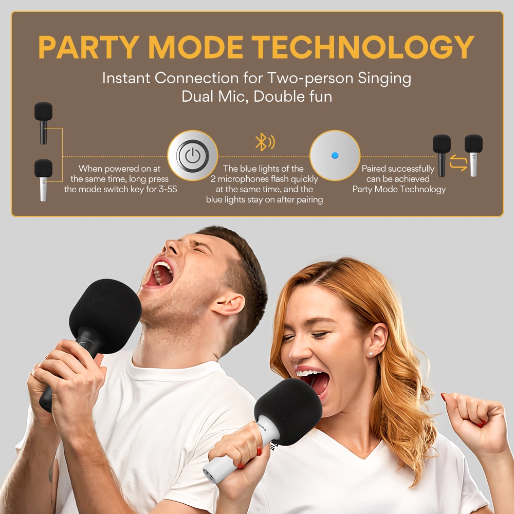 Micro không dây bluetooth 5.0 MAONO MKP100-trắng cho Family Karaoke