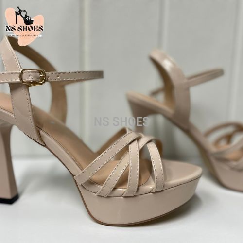 Giày cao gót catwalk đế đúp 4 dây thời trang trẻ thanh lịch 10cm - NS22410