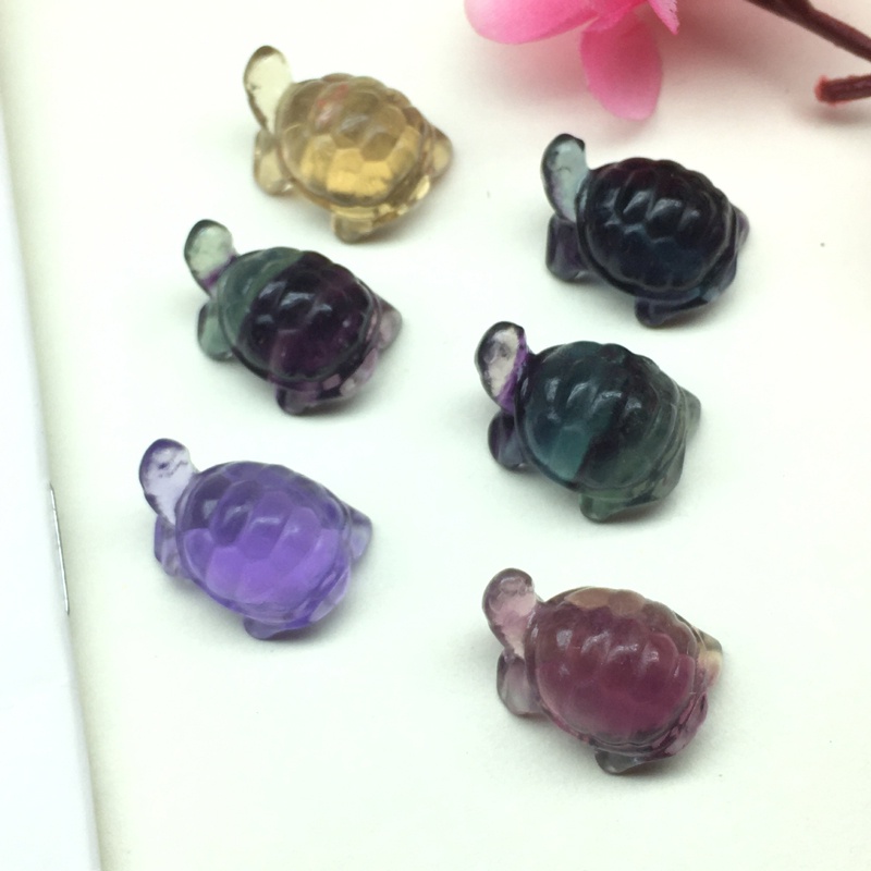 Tượng Rùa Pha Lê Fluorite Nhỏ Màu Sắc Tự Nhiên Chất Lượng Cao Trang Trí Sưu Tầm Giao Hàng Ngẫu Nhiên