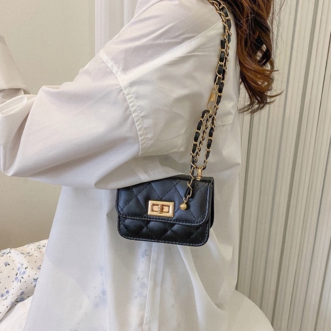 Túi đeo chéo mini dây xích trám hàn quốc hộp vuông túi kẹp nách