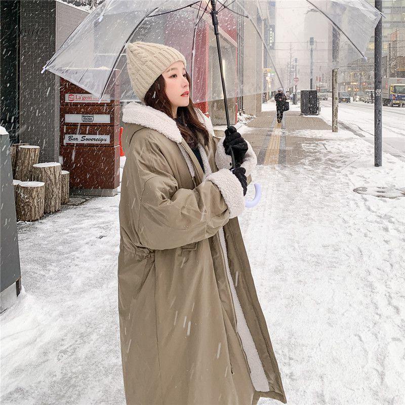 Bông rộng tay dài len áo khoác phong cách hàn quốc mùa đông mới 2023