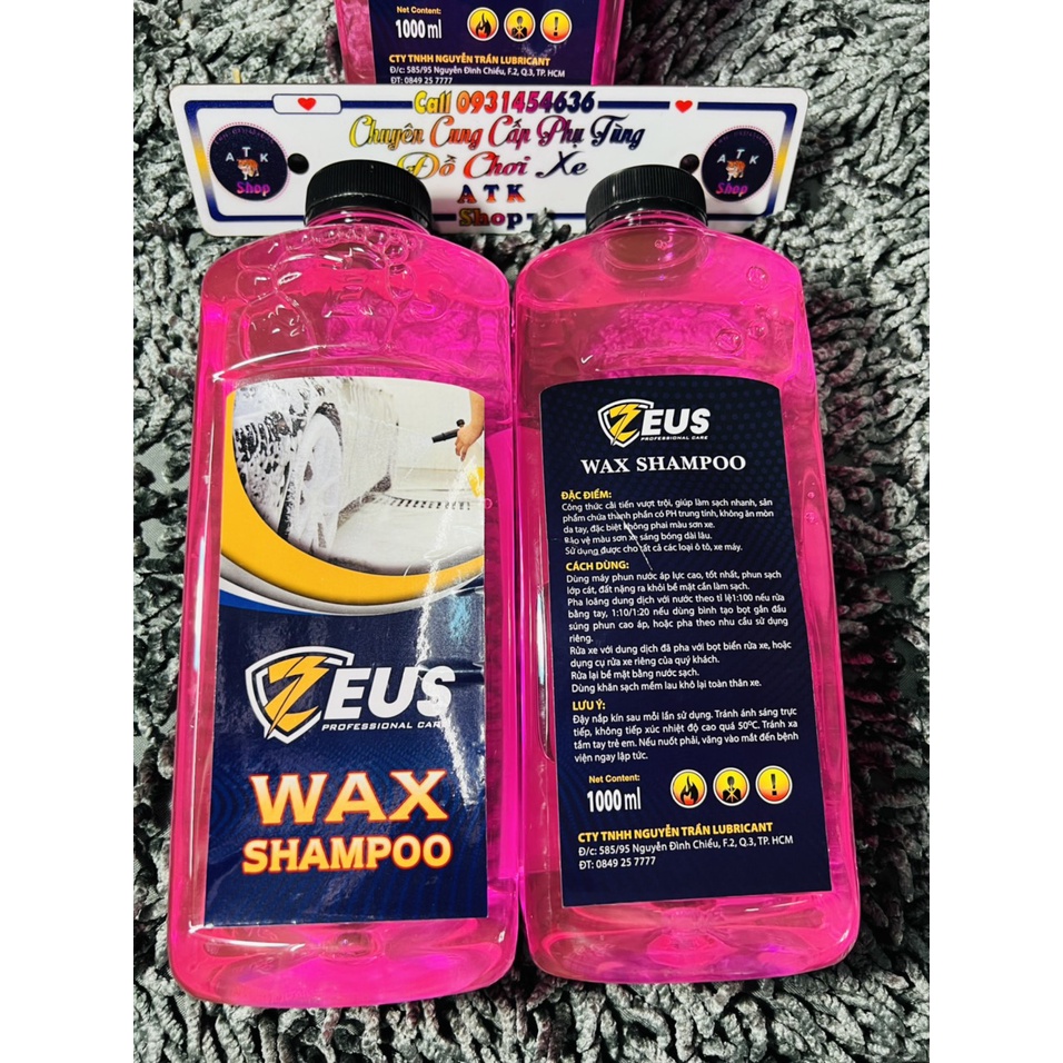 Xà bông nước rửa xe bọt tuyết ZEUS wax SHAMPOO siêu bọt không chạm công nghệ mới nhất tháng 9 2022 dung tích bình 1 lít