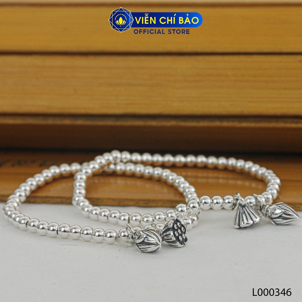 Lắc tay bạc nữ bi charm sen chất liệu bạc Thái 925 thời trang phụ kiện trang sức Viễn Chí Bảo L000346