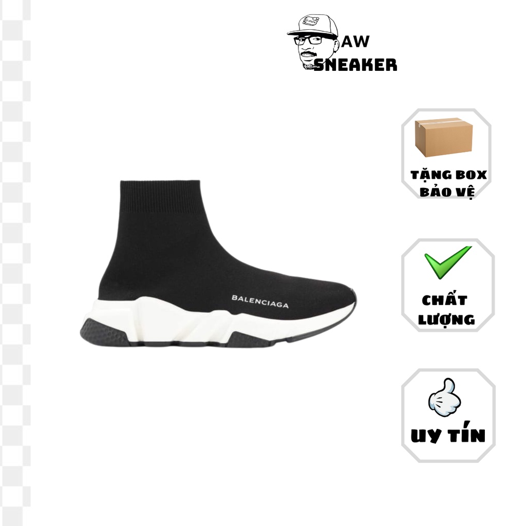 Giày thể thao Balen Speed cao cổ đen trắng,Giày sneaker Balen dành cho nam nữ chuẩn SC full bill box phụ kiện