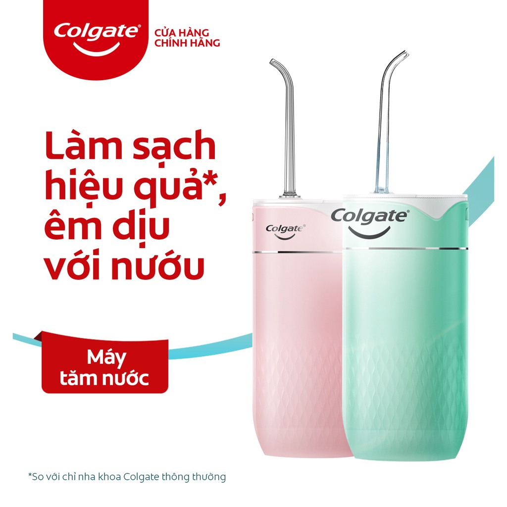 [Nhập COSCGSBD1 giảm 150K] Máy tăm nước Colgate cầm tay chống nước IPX7 trắng sáng răng Màu Hồng và Xanh bạc hà