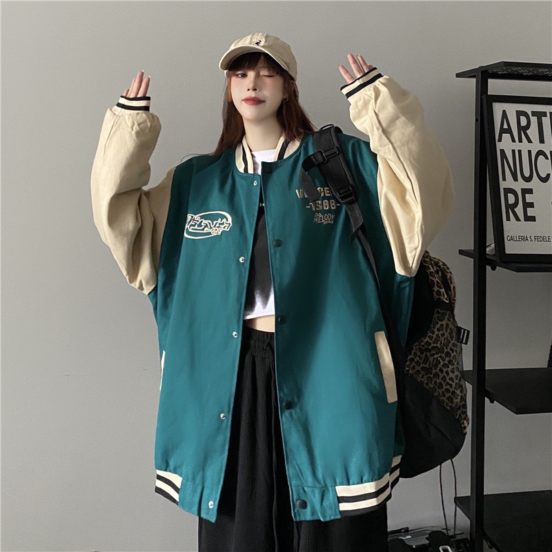 Áo Bumber Unisex From Rộng - APT Unisex - Áo Khoác Varsity Jacket Chất liệu Kaki Hàng Xuất 2 Lớp Phối Màu