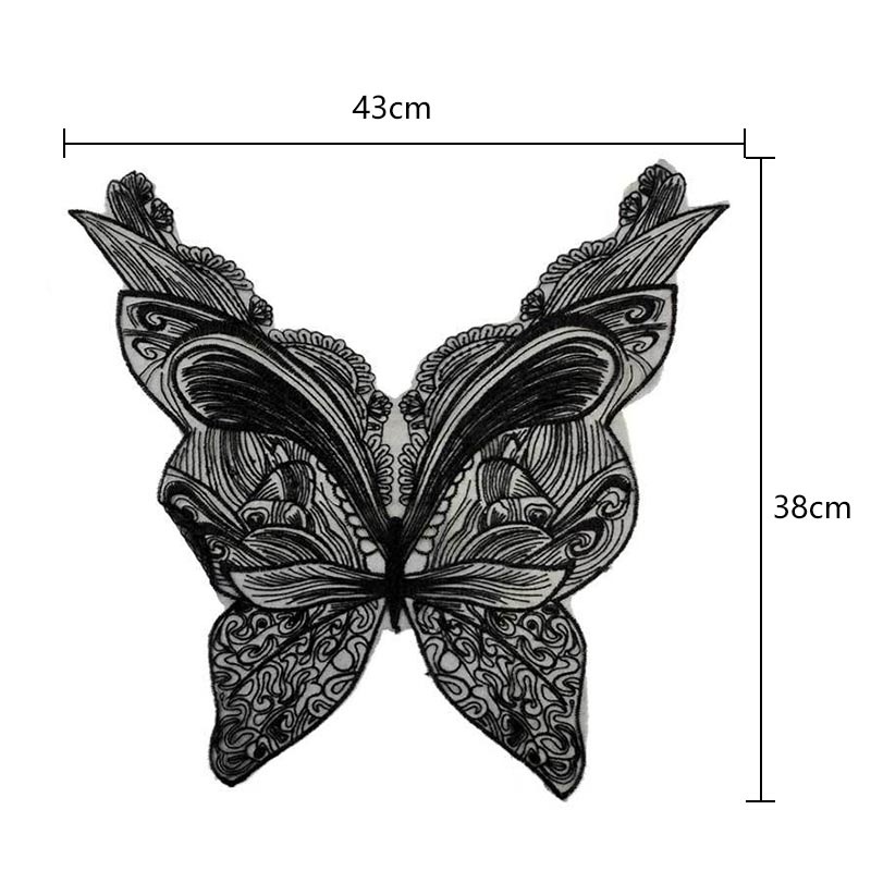 Miếng Vải Lụa Polyester Phối Ren Thêu Hình Bướm Dùng May Đầm DIY