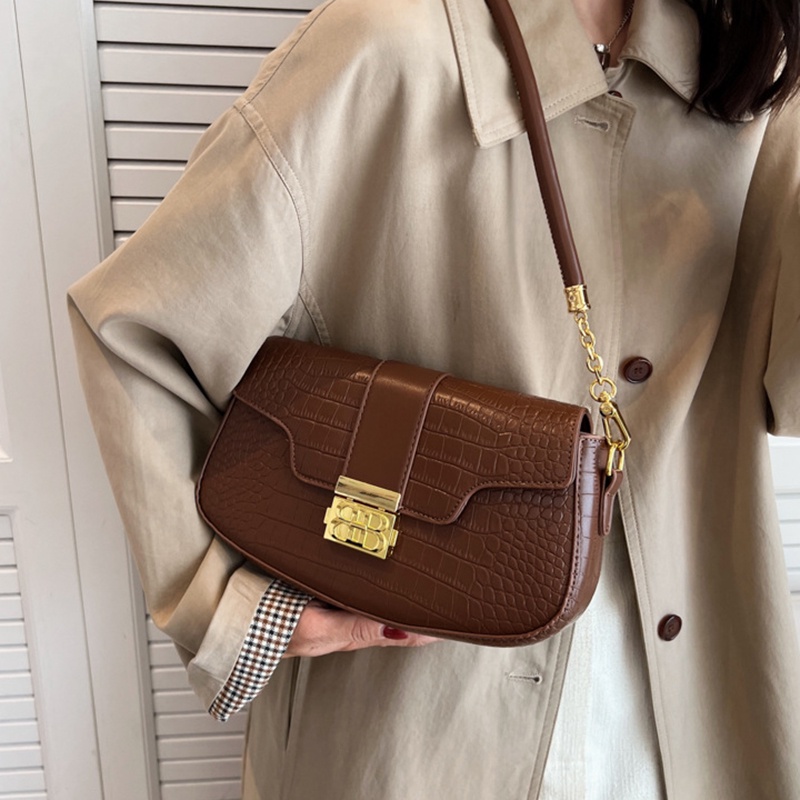 Túi Đeo Chéo Họa Tiết Da Cá Sấu Phong Cách Hàn Quốc Cổ Điển Thời Trang Cho Nữ
