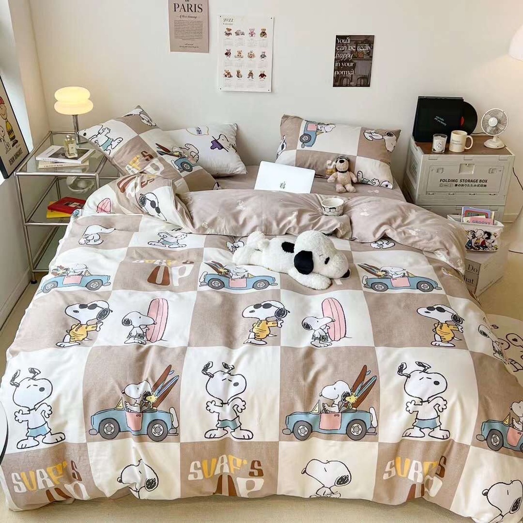 Set Vỏ chăn ga gối Cotton nguyên chất 100% hoạ tiết hoạt hình cho bé