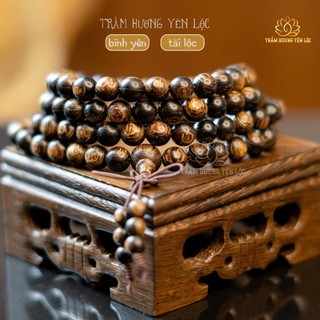 Vòng trầm 108 hạt trầm chìm việt nam cao cấp size 6mm 8mm phù hợp nam/nữ