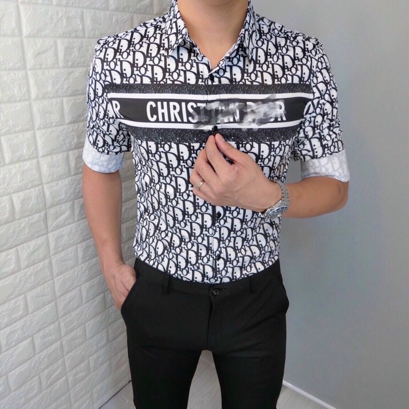 Áo Sơ Mi Nam Tay Dài Hoạ Tiết CD