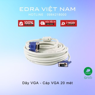 [Mã SKAMSALE11 giảm 10% đơn 200k] Dây VGA - Cáp VGA 20 mét - Màu trắng, 2 đầu chống nhiễu màu xanh - Bảo hành 3 tháng