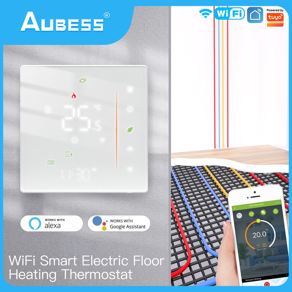 Aubess Aubess Tuya WiFi Không Dây Phòng Bộ Điều Khiển Nhiệt Độ Nước/Điện Sàn Làm Nóng Gas Nhiệt Độ Bình Giữ Nhiệt Tuya/cuộc Sống Thông Minh Làm Việc Với Alexa Google Home