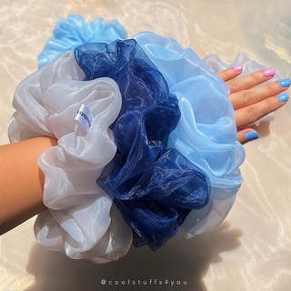 Buộc Tóc Scrunchies Voan Phồng Tone MÀU BIỂN 🌊 3 Size