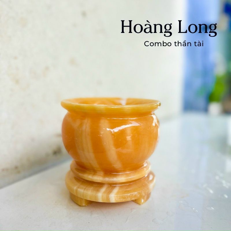 Bát Hương, Lư Hương Đá Ngọc Hoàng Long Siêu Đẹp - Đường Kính 10cm, Chiều Cao 10cm