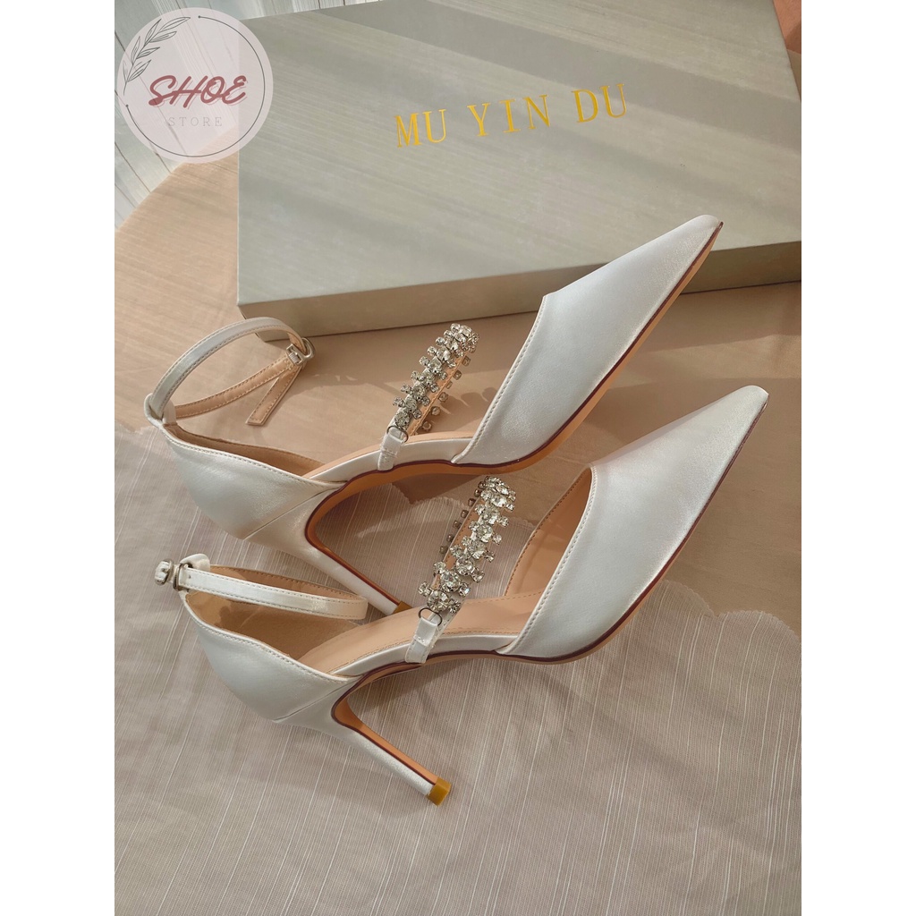 GÓT NHỌN BÍT LỤA SATIN QUAI NGANG ĐÁ Z-18