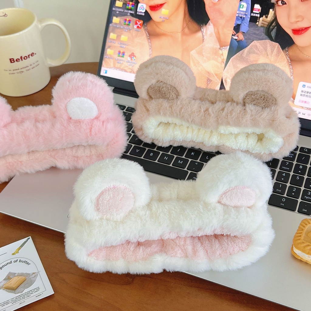 Băng Đô Cài Tóc Ba Chiều Hình Gấu Nhồi Bông Dễ Thương Dùng Rửa Mặt Đặc Biệt