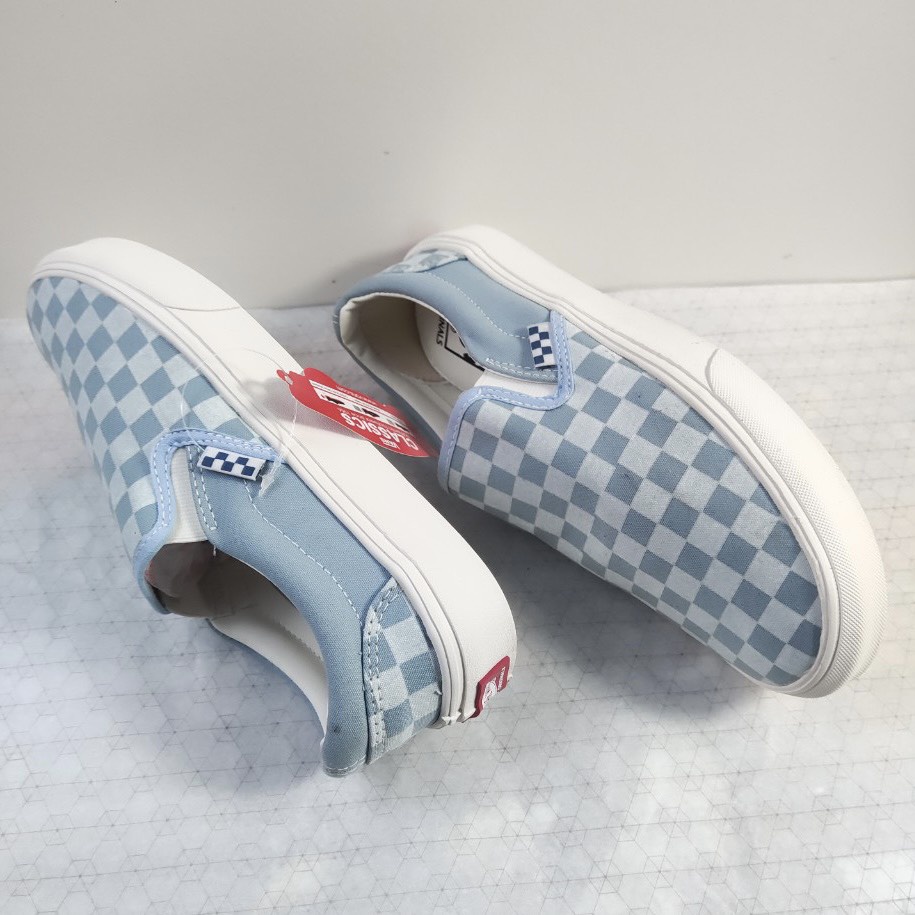 Giày Thể Thao Van Slip On Caro Xanh Ngọc