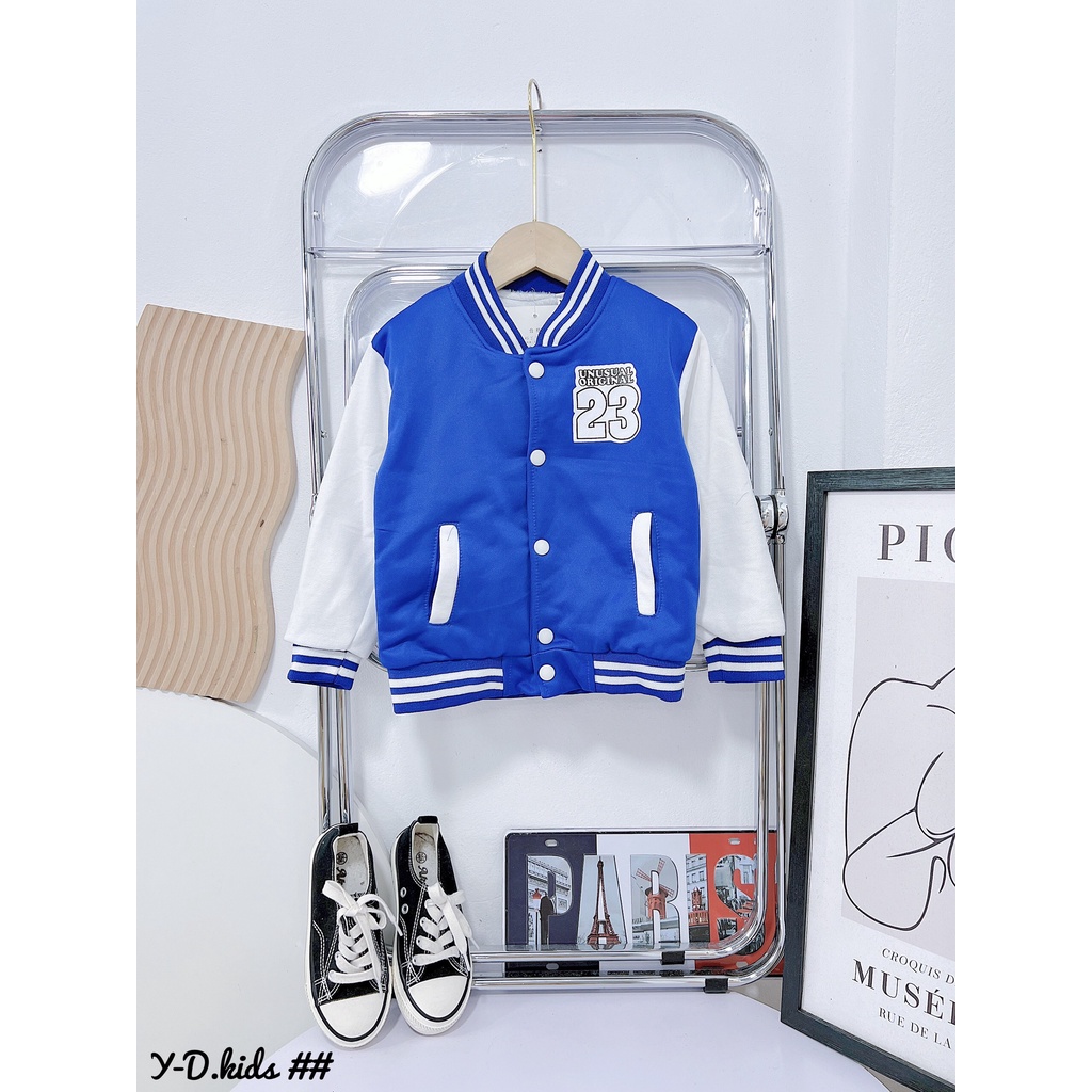 Áo khoác bomber bé trai, bé gái "style 23". Áo bomber bóng chày 10-25kg