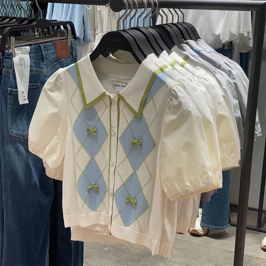 Áo Dệt Kim Mỏng Ngắn Tay Đính Đá Kiểu Retro Thời Trang Mùa Hè Cho Nữ