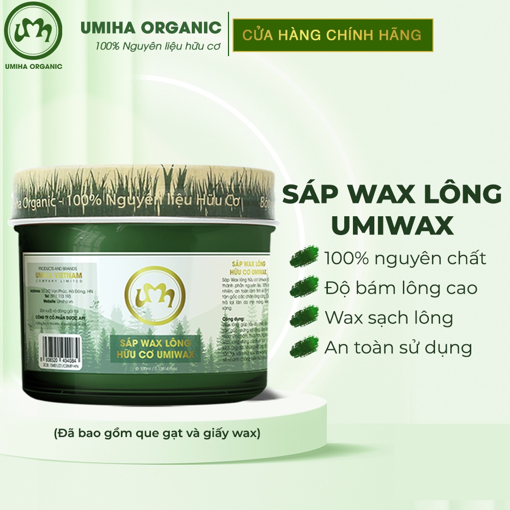 Sáp Wax lông thiên nhiên UMIWAX 100ml UMIHA ORGANIC siêu bám lông cho vùng Nách, Chân Tay, Bikini, Body an toàn hiệu quả
