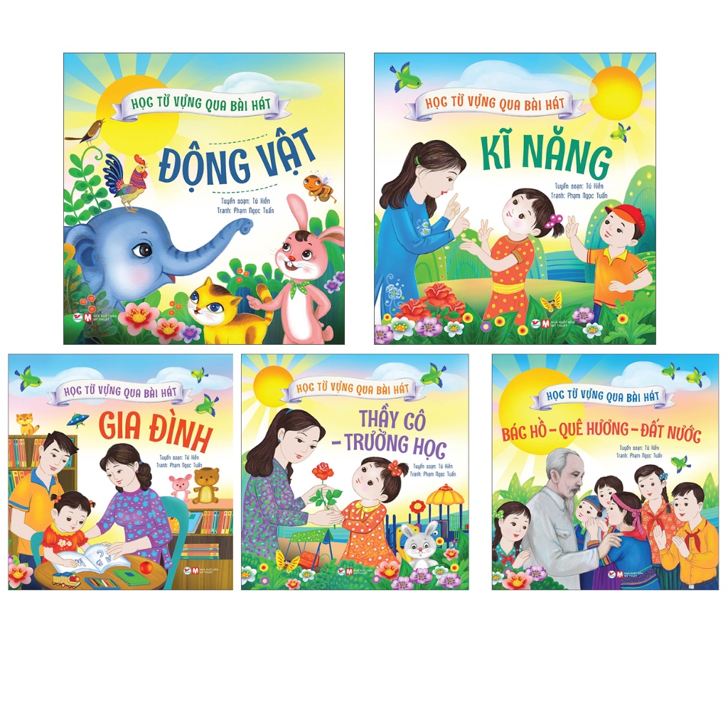 Combo Sách Học Từ Vựng Qua Các Chủ Đề: Động Vật - Kĩ Năng - Gia Đình - Thầy Cô, Trường Học - Quê Hương, Đất Nước (TV)