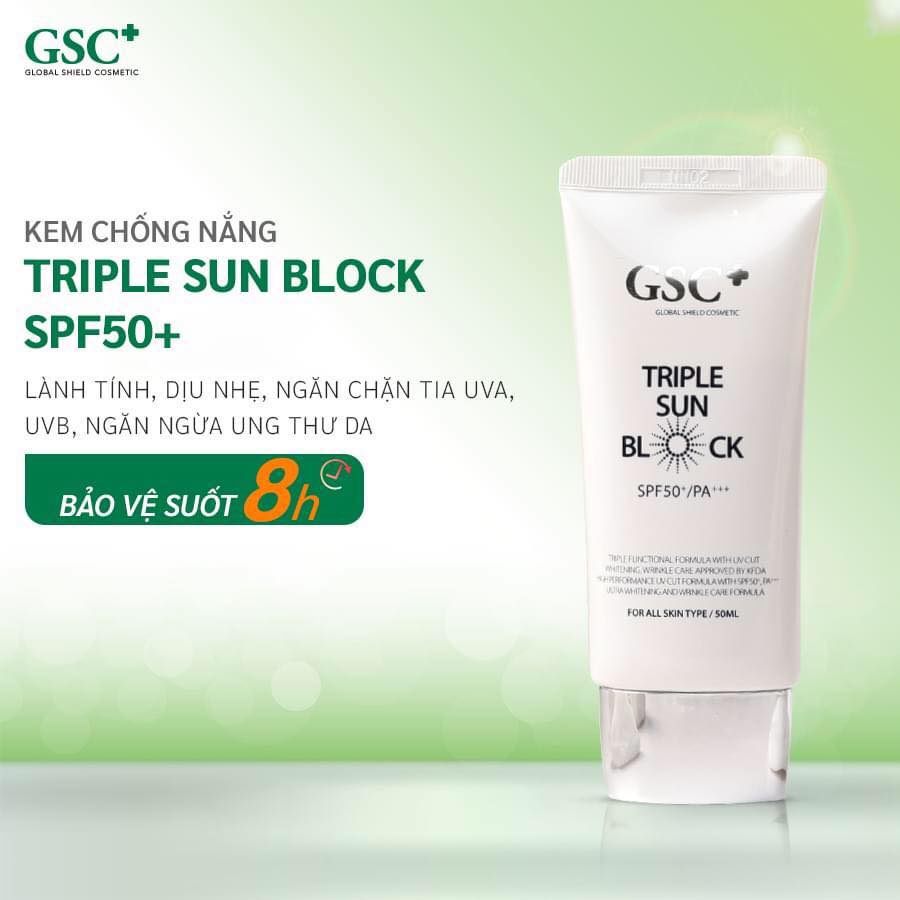 Kem chống nắng vật lý GSC Hàn quốc 50ml nâng tông trắng da cho da khô da dầu mụn nhạy cảm
