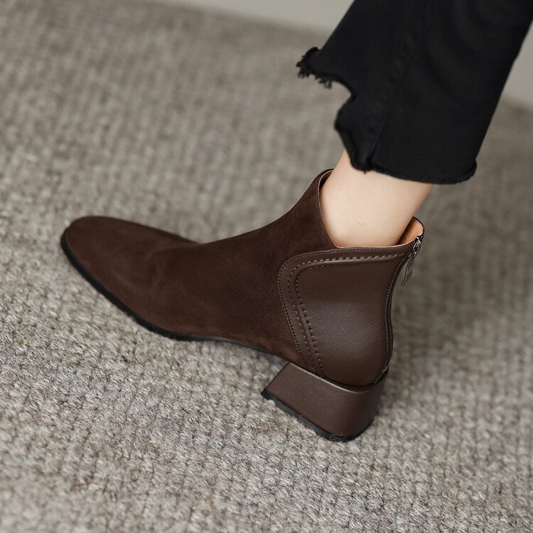 Giày Bốt Martin Mũi Nhọn Gót Dày Thấp Thời Trang Trẻ Trung