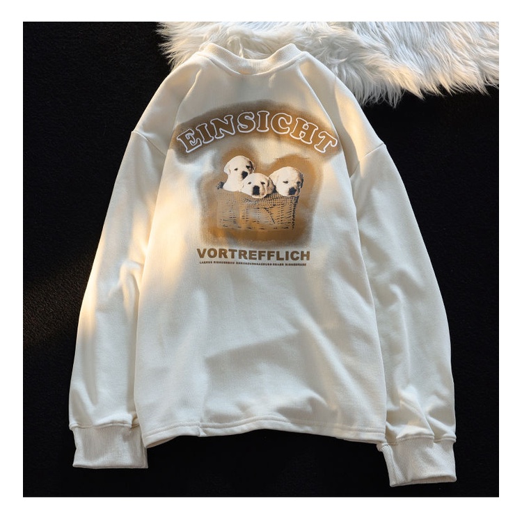 ZHELIHANGFEI Áo Nỉ Cổ Tròn In Hình Cún Con Dễ Thương Dễ Phối Đồ