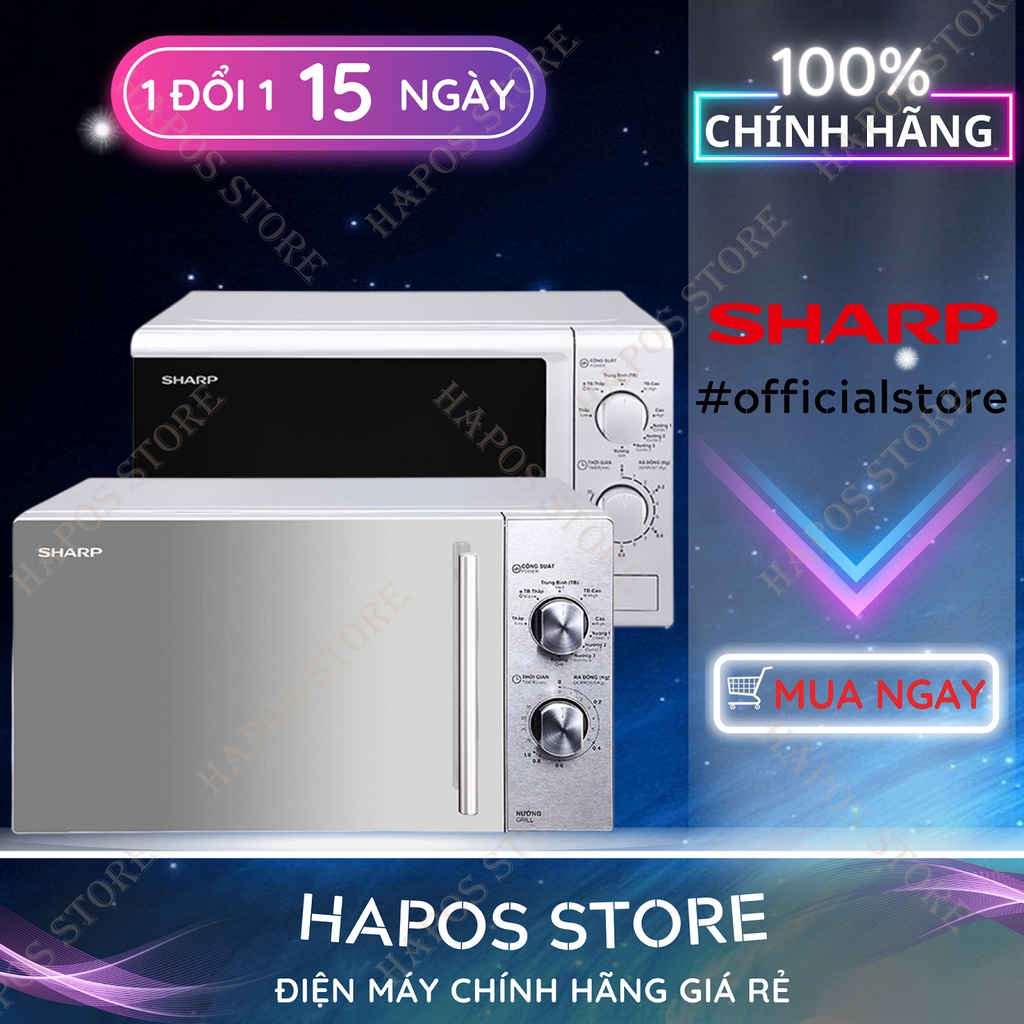 Lò vi sóng cơ có nướng Sharp 20 lít viba 700W nướng 1000W núm xoay cơ - HAPOS