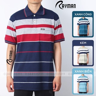 Áo thun polo cotton sọc ngang có túi rayman áo phông trung niên vnxk