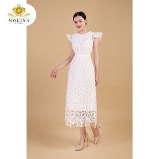 Đầm Ren Cánh Tiên Dáng Xòe Dài Thiết Kế Molina Có Lót Trong Dày Dặn, Chất Vải Cao Cấp Thanh Lịch Chuẩn Form