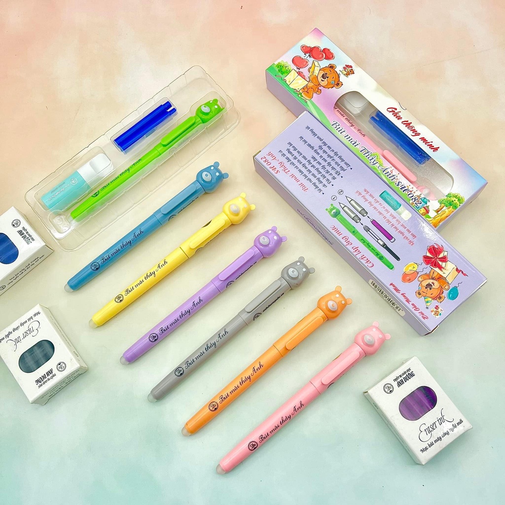 Bút Máy Xóa Được Gấu Thông Minh Bút Mài Thầy Ánh Bút Sh 082- Ngòi Kim Tinh Êm Trơn