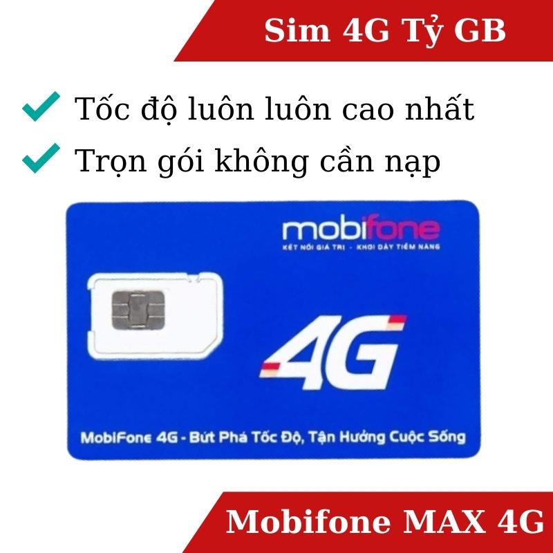 Sim 4G Mobifone không giới hạn dung lượng tốc độ cao-Sim max băng thông trọn gói - Simstore