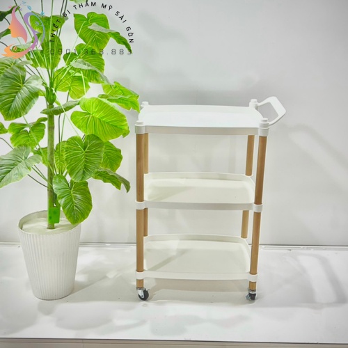 Kệ Xe Đẩy Nhựa 3 Tầng Có Bánh Xe Cao Cấp Chuyên Dùng Cho Spa ,Thẩm Mỹ Viện