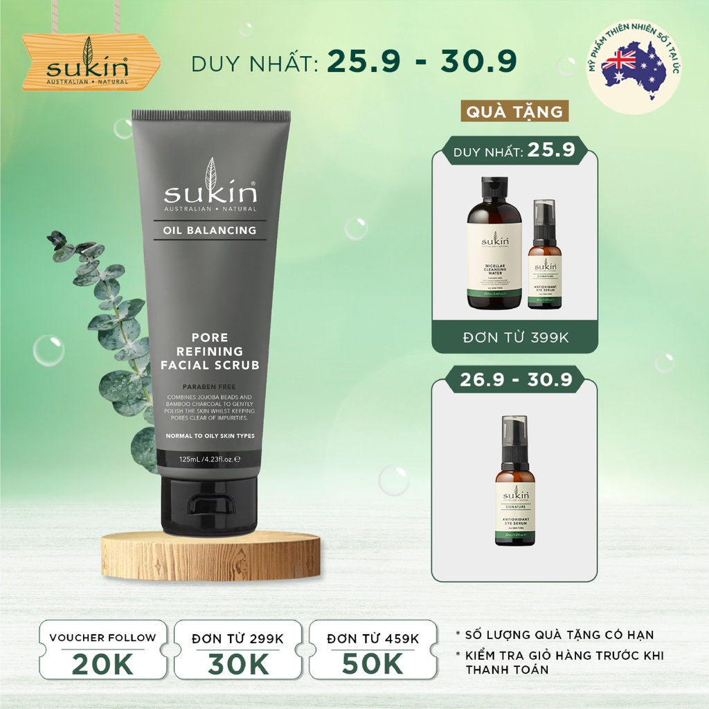 Kem Làm Sạch Tế Bào Chết Cân Bằng Dầu Sukin Oil Balancing Pore Refining Facial Scrub 125ml