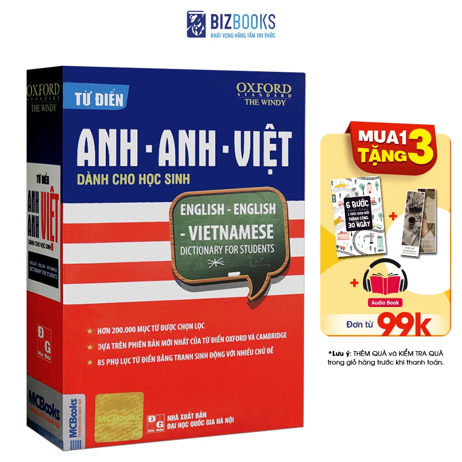 Sách - Từ điển Anh-Anh-Việt dành cho học sinh (Tái bản 2020) - BizBooks Tặng Sổ Tay và Bookmark