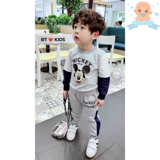 Bộ trẻ em nam nữ thu đông bé trai bé gái mickey nỉ bông phối tay cực xinh cao cấp