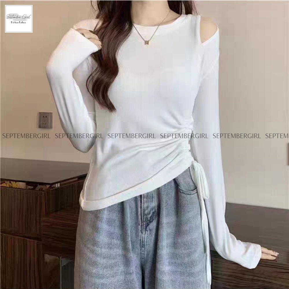 Áo kiểu nữ SEPTEMBERGIRL áo thun dài tay rút eo tôn dáng - AO TOP NU 009