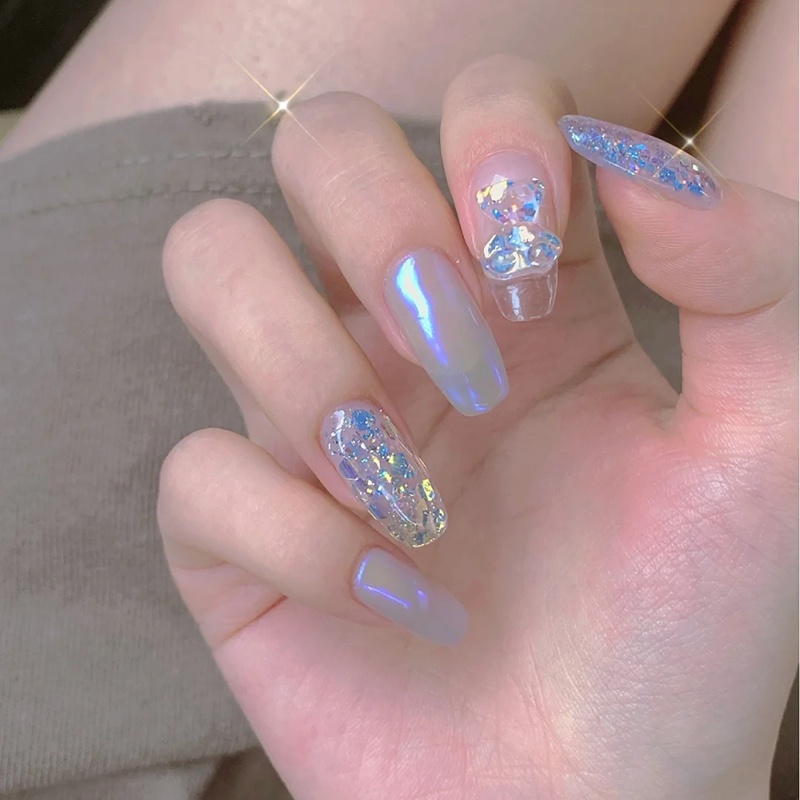 48 Phụ kiện trang trí móng tay UR SUGAR hình gấu 3d bằng nhựa resin thời trang dễ thương kích thước hỗn hợp DIY