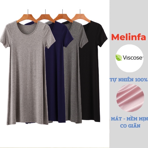 Váy đầm ngắn tay suông dáng dài vải Viscose tự nhiên mát lạnh thân thiện mã VAV0070